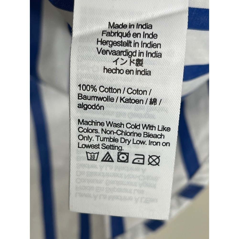 J.Crew Garçon Cotton Poplin Blue White Stripe Button Shirt Women's Size 10 - Picture 3 of 10